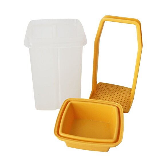 Vintage Tupperware Pick A Deli Small Pickle Keeper Retro Yellow 3 Piece Pepper - Picture 4 of 5